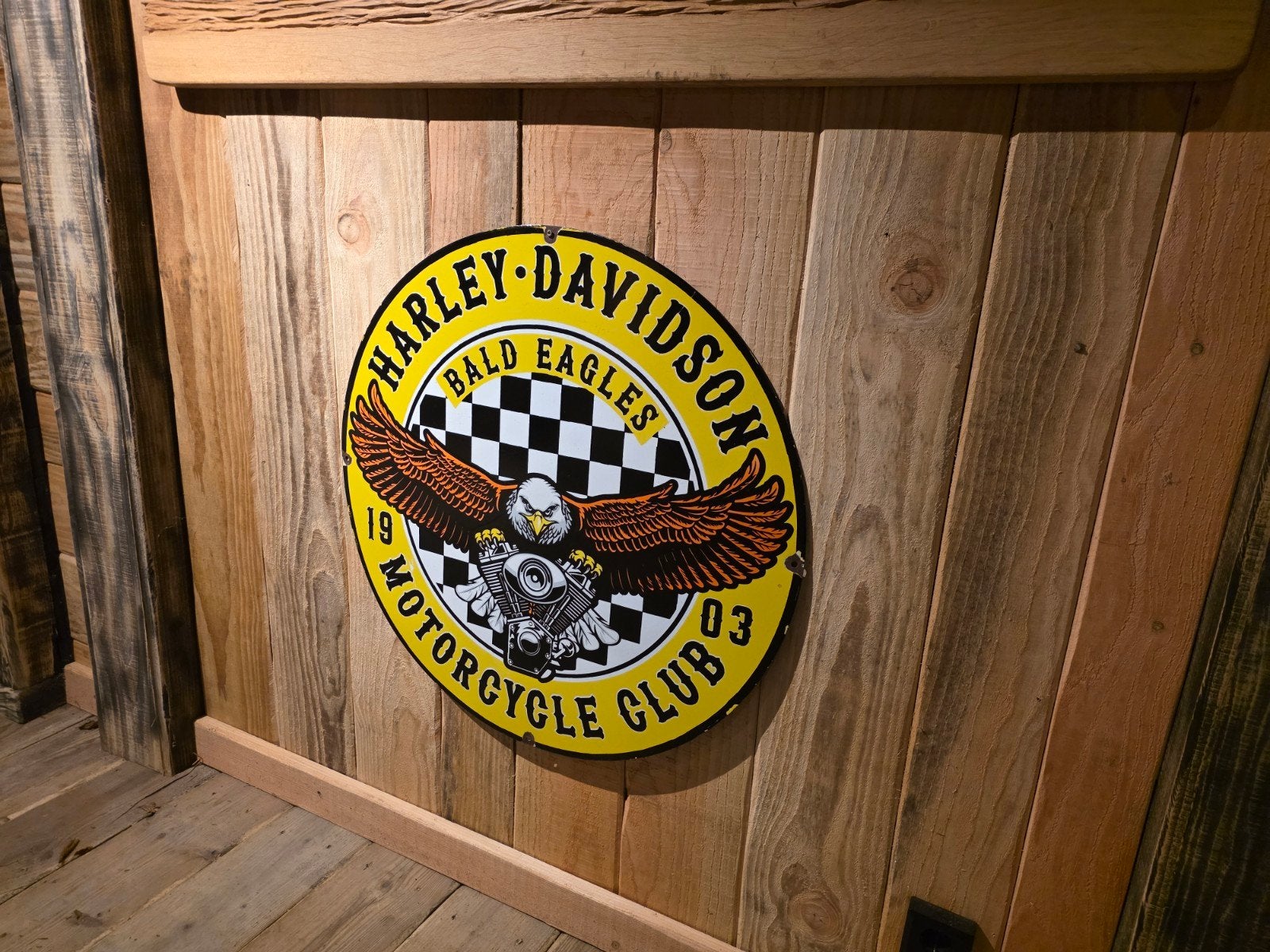 Harley Davidson reclamebord emaille mancave bar cafe, Ophalen, Zo goed als nieuw, Reclamebord