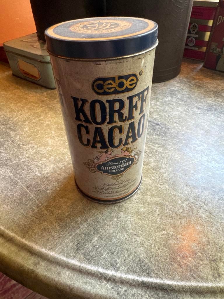 Vintage Cebe Korff Cacao Blik - Anno 1811 Amsterdam, Ophalen of Verzenden, Gebruikt, Overige, Overige merken