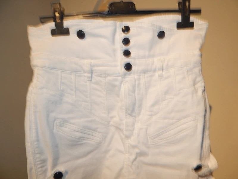 Isabel Marant stoere rok wit banden met zwarte knopen 40, Verzenden, Wit, Zo goed als nieuw, Boven de knie