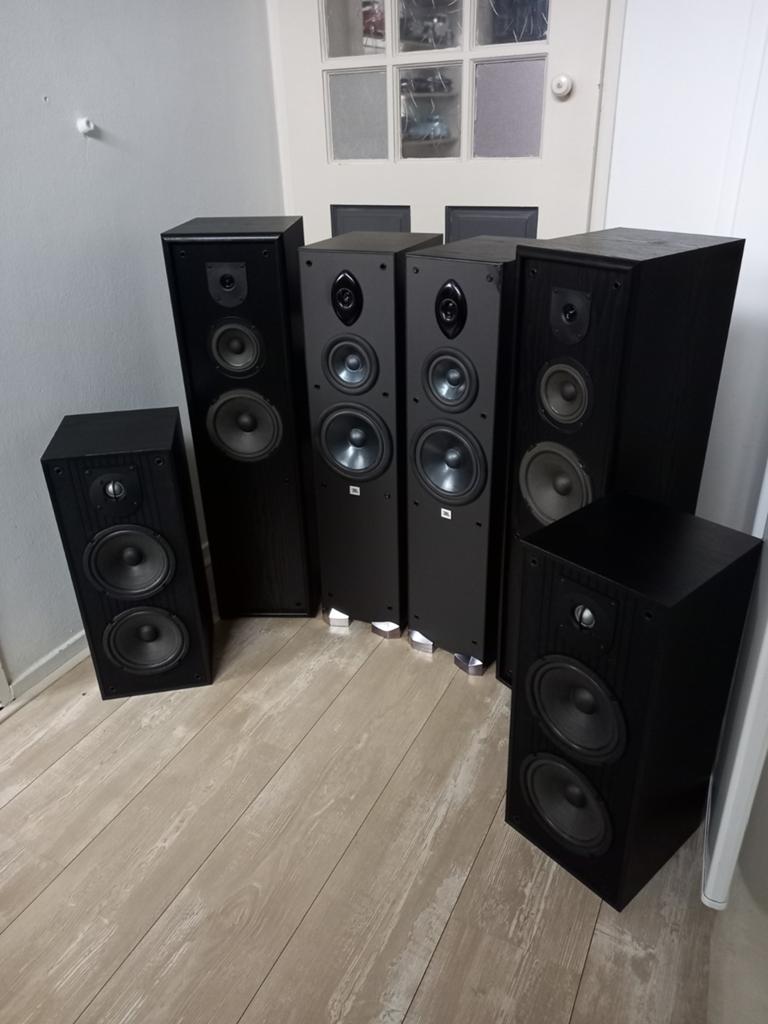 Jbl tlx5000/tlx4/tlx140 en jbl xe1, Audio, Tv en Foto, Luidsprekers, Ophalen, 120 watt of meer, Front, Rear of Stereo speakers