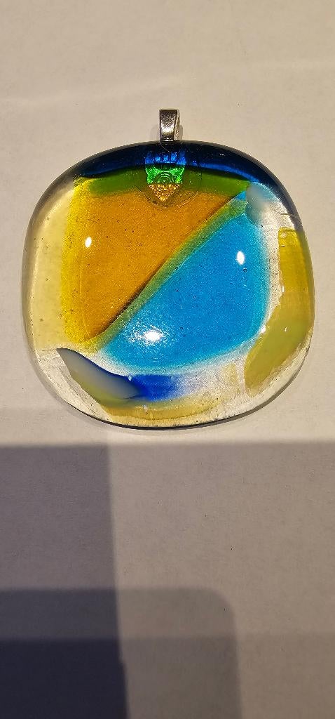 glazen hanger (glasfusing) geel/blauw, Ophalen of Verzenden, Nieuw