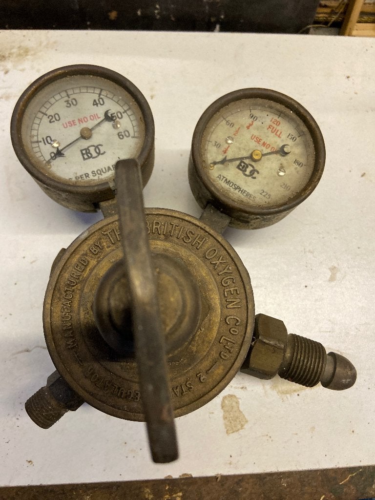 Vintage British Oxygen Co. Gasdrukregelaar met meters, Ophalen of Verzenden
