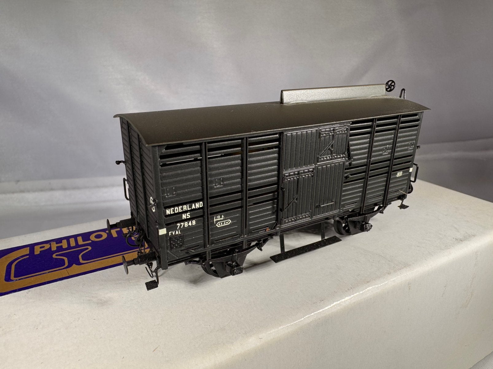 Philotrain messing veewagen met etage NS FVAL lijst 870/33-2, Overige merken, Gelijkstroom, Wagon, Ophalen of Verzenden