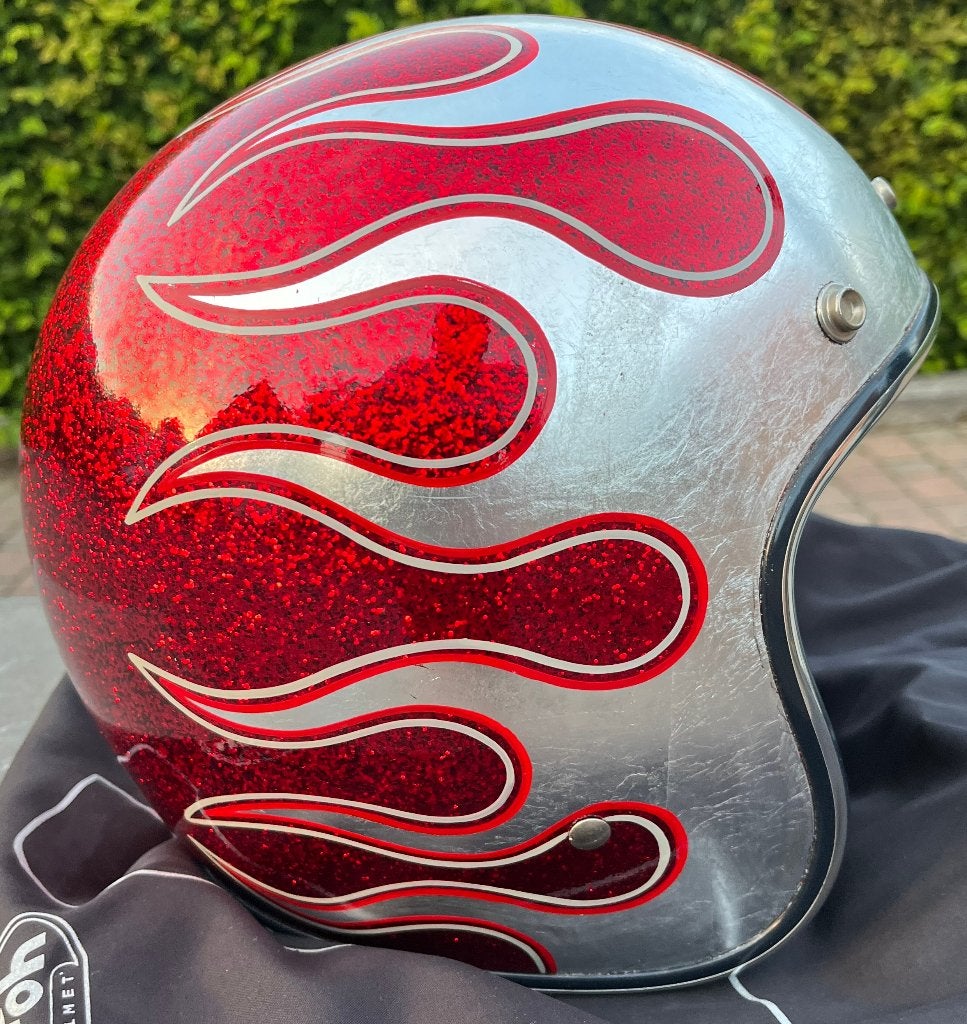Helm Biltwell "Bonanza" CUSTOM PAINT red flakes / silver, M, Jethelm, Kinderen, Tweedehands