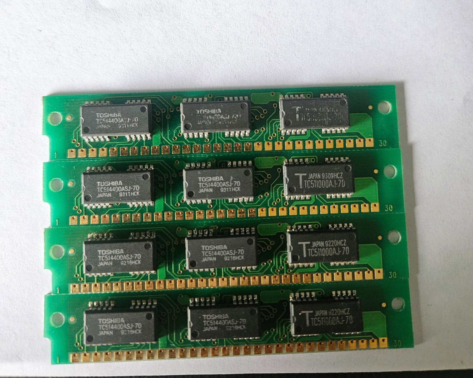 Toshiba 30-pin SIMM RAM – 4x 1MB – 4MB totaal, Computers en Software, RAM geheugen, Ophalen of Verzenden, Desktop, 1 GB of minder