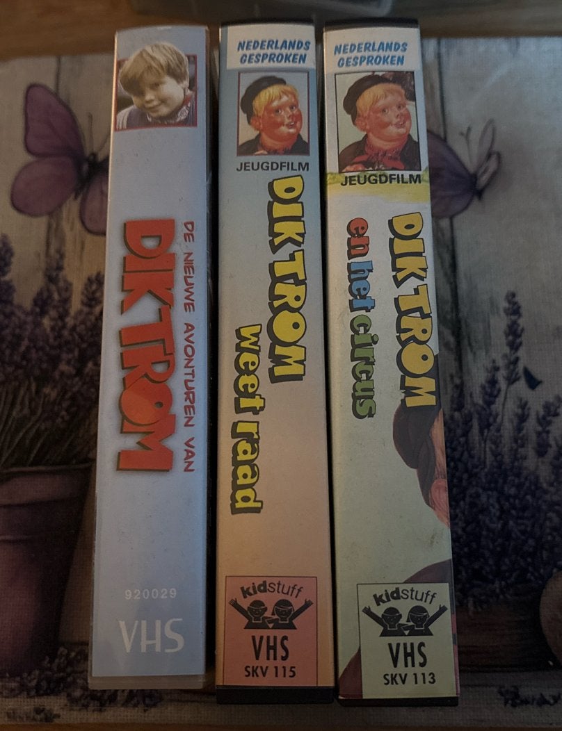 Drie Dik Trom VHS-banden, Alle leeftijden, Ophalen of Verzenden, Gebruikt, Overige typen