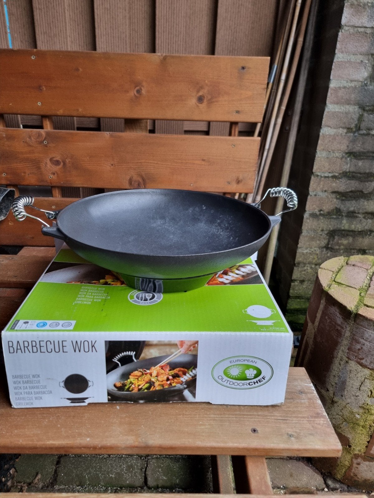 Gietijzeren wok voor op de BBQ, Ophalen of Verzenden