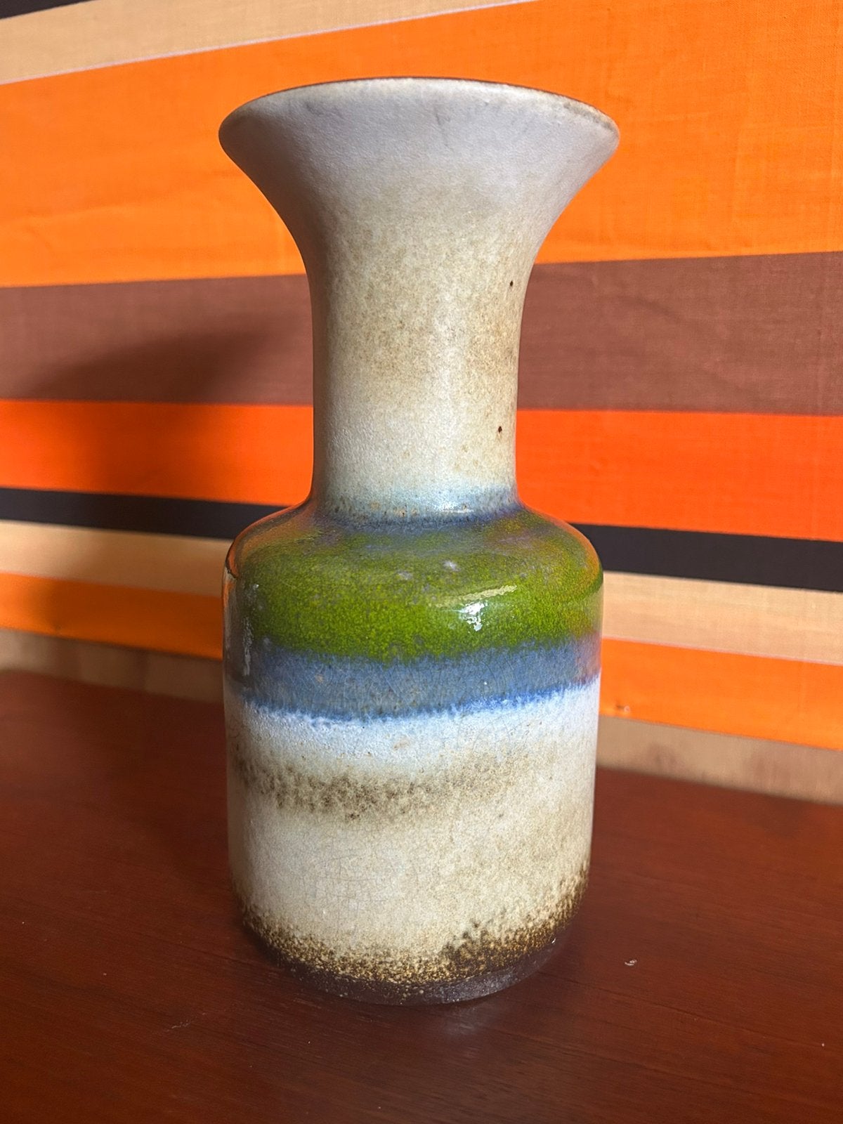 Vintage jaren 70 beige groene Jasba vaas, Ophalen of Verzenden, Huis en Inrichting