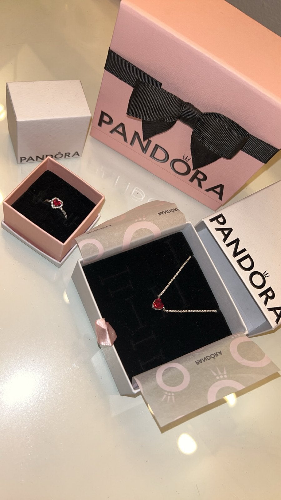 Pandora ring en ketting, Ophalen of Verzenden, Zo goed als nieuw, Zilver, Pandora