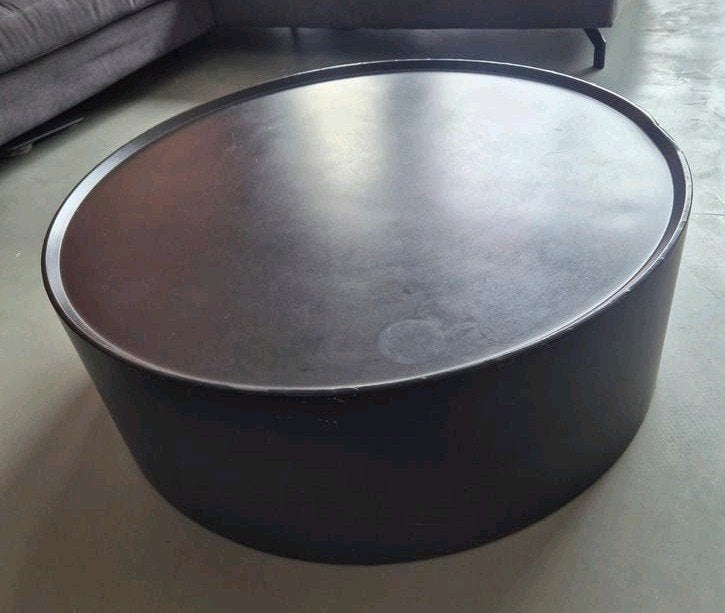 Zwarte metalen salontafel - Strak design, Ophalen, Gebruikt, 50 tot 100 cm, Rond
