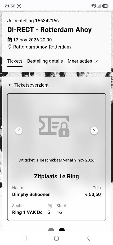 Direct 13 nov 1e ring Dc, Tickets en Kaartjes, Twee personen, November
