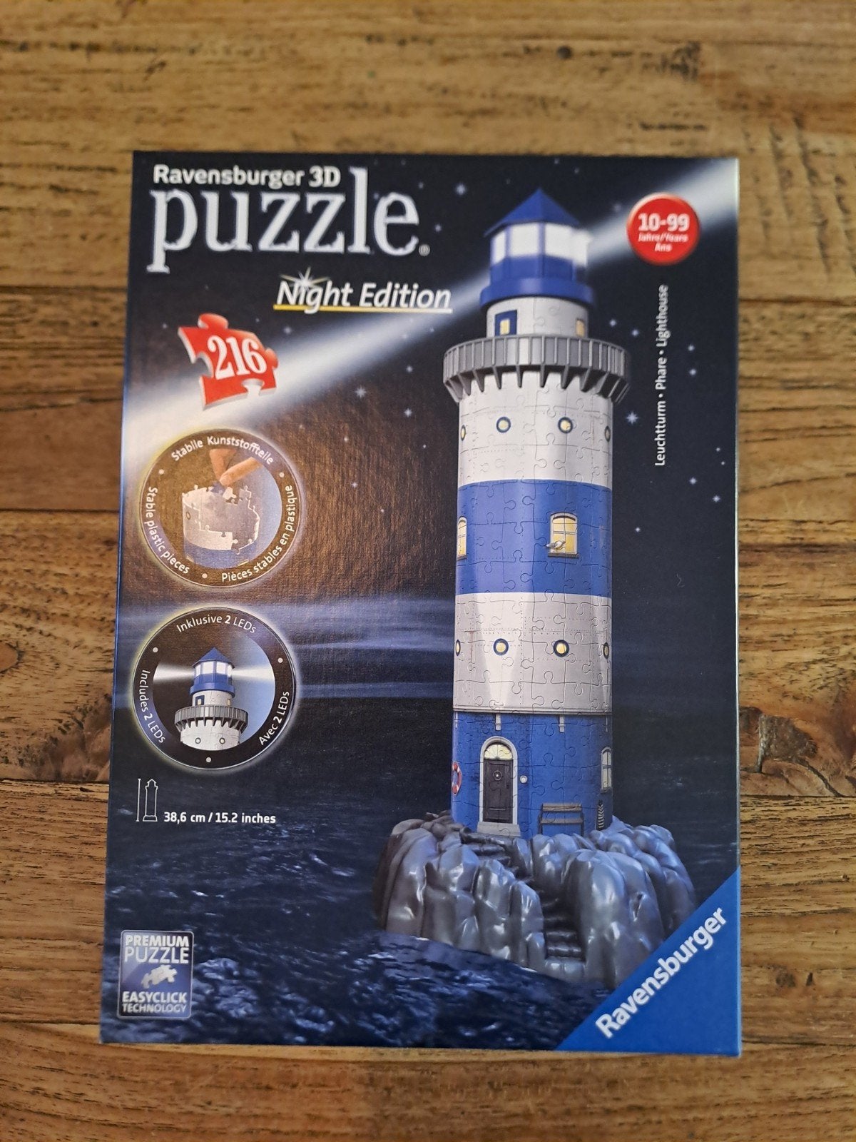 Ravensburger 3D Puzzle Vuurtoren Night Edition 216 stukjes, Ophalen of Verzenden, Meer dan 50 stukjes, Zo goed als nieuw, 6 jaar of ouder