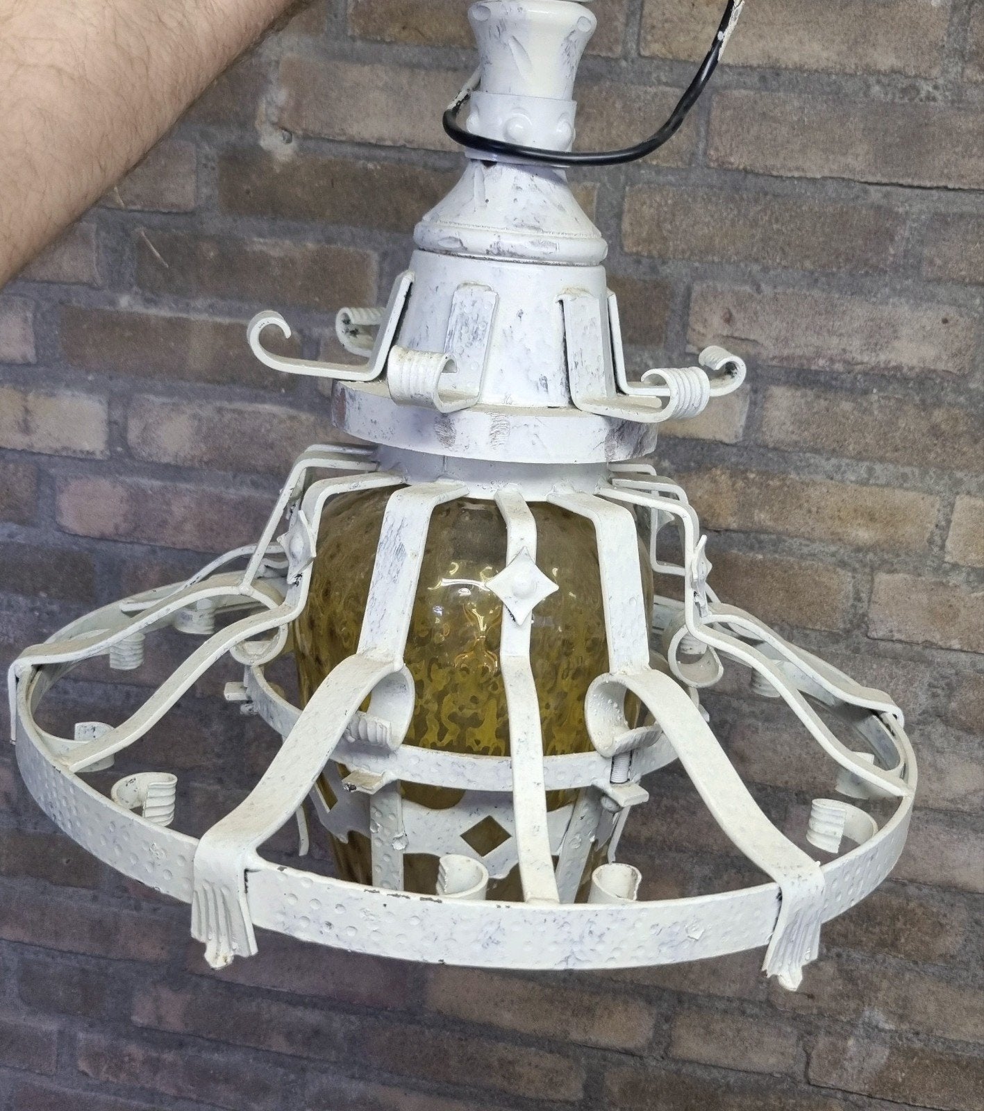 Metalen Lamp jaren 70, Ophalen, Glas