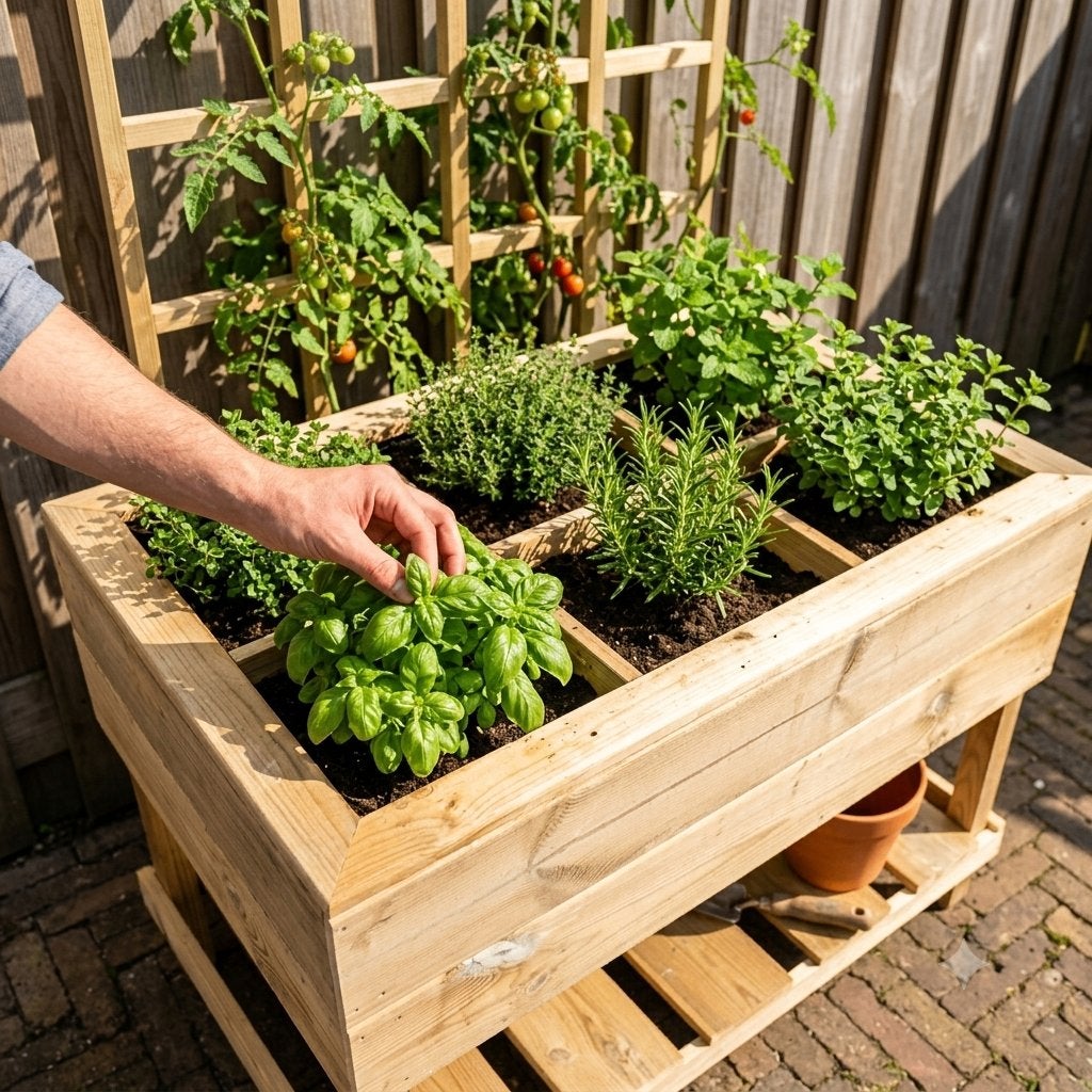 Houttan Moestuinbak met Raster – 6 vakken | 100x60x70 cm, Ophalen, Nieuw, Balkon, 60 tot 100 cm