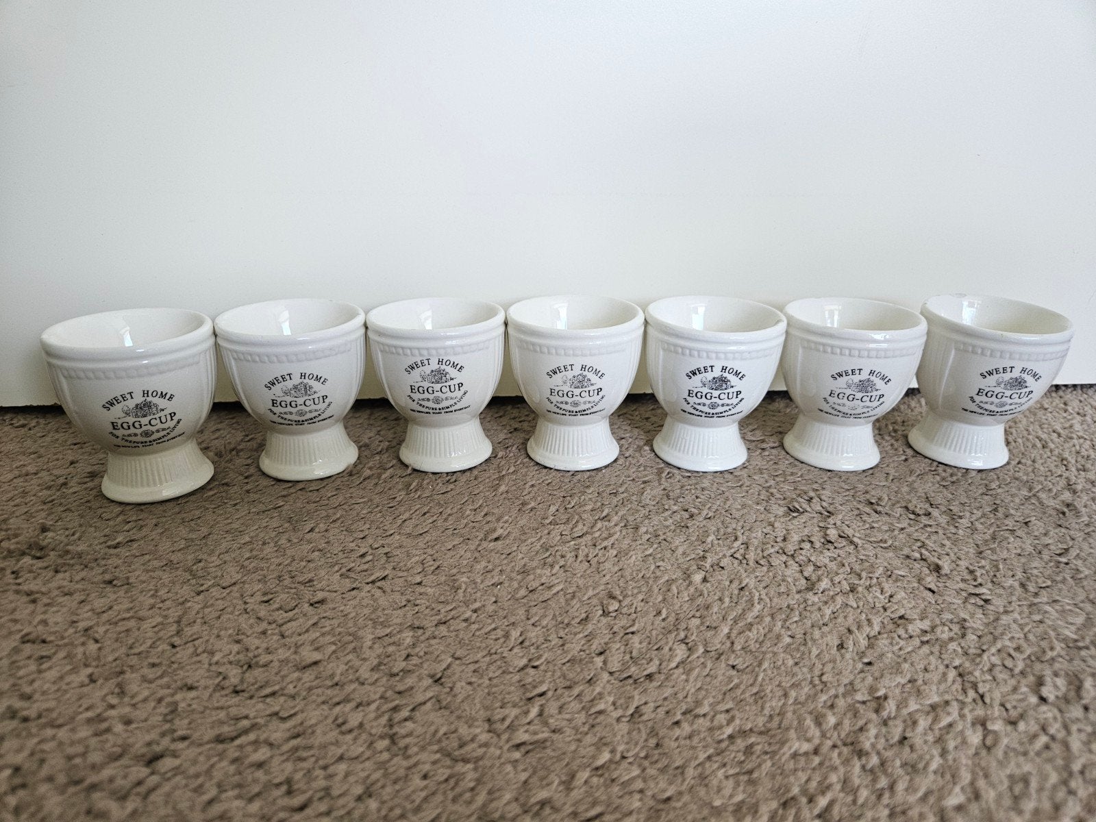 Sweet Home Eierdopjes - Set van 7 stuks, Ophalen, Gebruikt, Keramiek, Overige typen