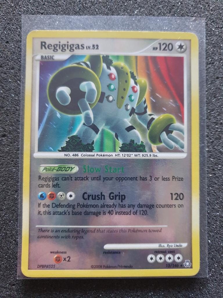 Pokémon kaart Regigigas Lv.52 reverse #15 Legends Awakened, Ophalen of Verzenden, Gebruikt, Losse kaart