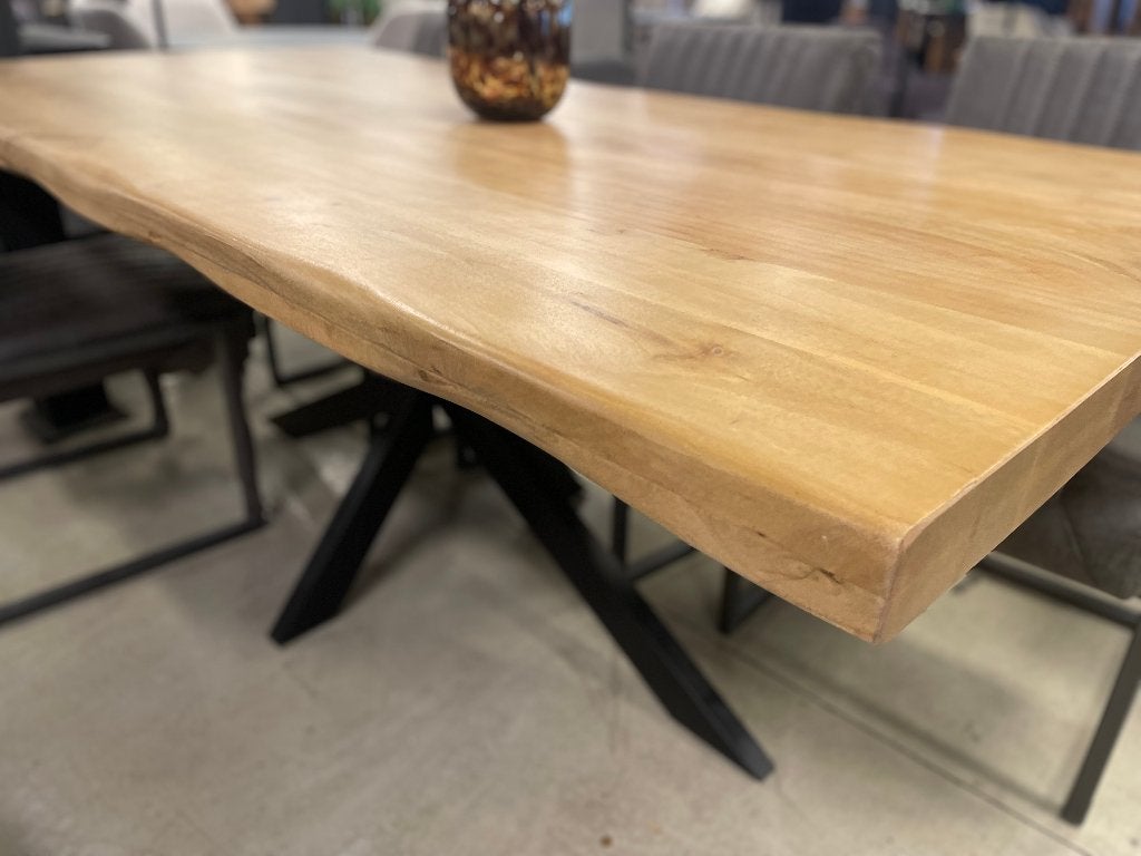 VOORRAAD 325 BOOMSTAM EDGE TAFEL CHEFMEUBEL LEEGVERKOOP, Bruin, Nieuw, Ophalen of Verzenden, Modern