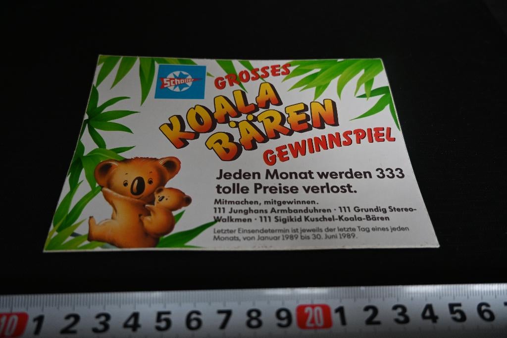 sticker Schöller KOALA BÄREN  1989, Ophalen, Zo goed als nieuw