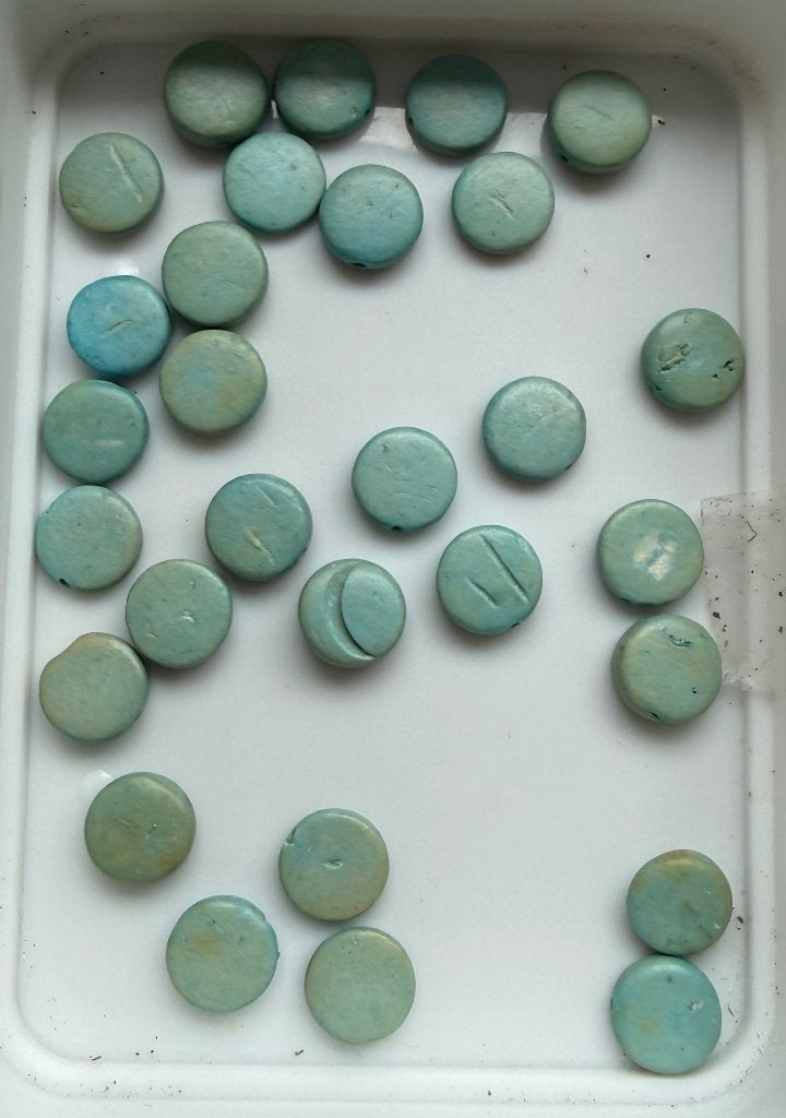 28 stuks turquoise houten platte schijfjes 8 mm, Ophalen of Verzenden, Nieuw, Kraal