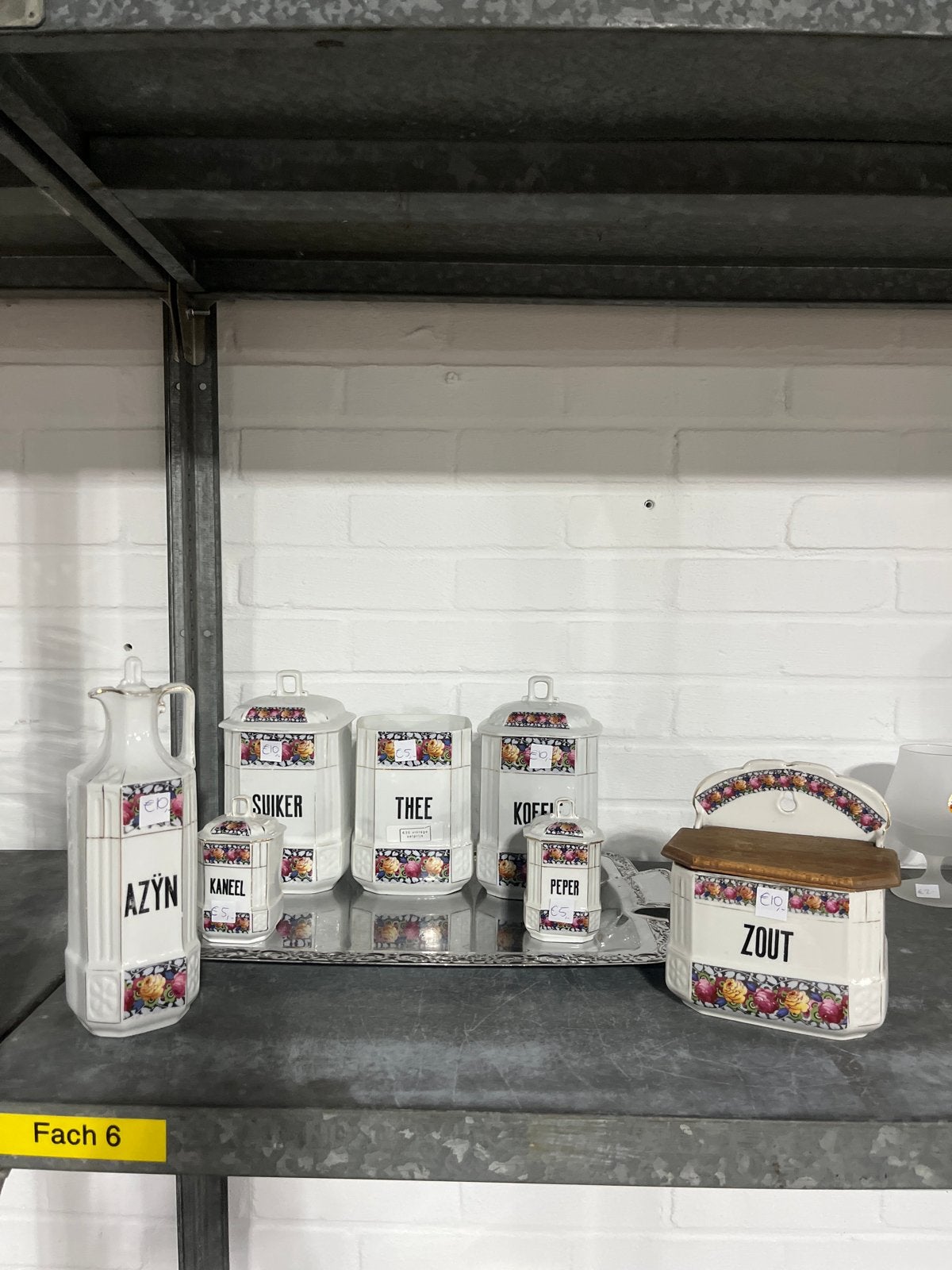 7-delige Vintage Keuken Set: Azijn, Suiker, Thee, Koffie, Ka, Antiek en Kunst, Ophalen