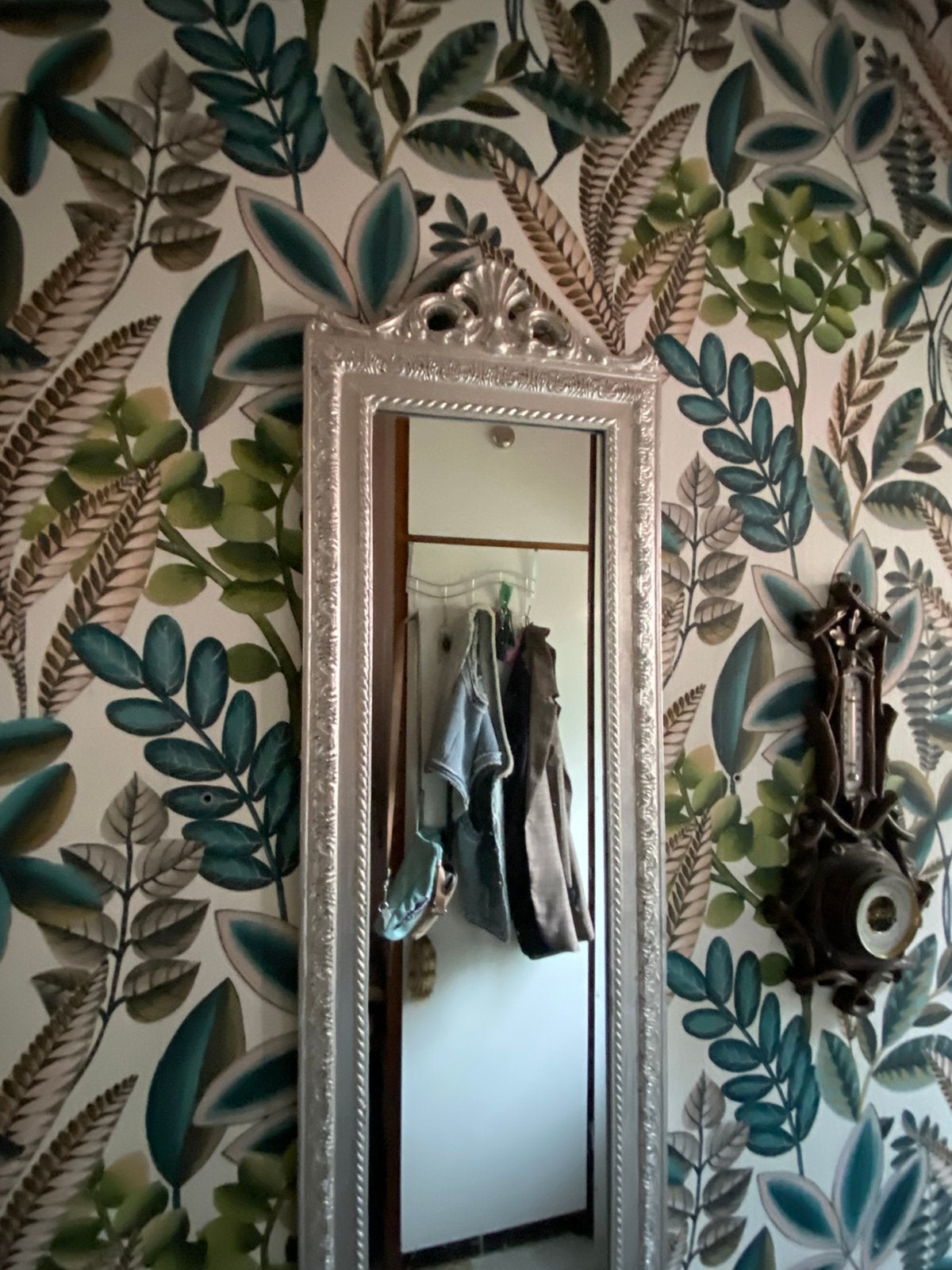 Spiegel Brocante halspiegel, Ophalen, Zo goed als nieuw, Rechthoekig, Minder dan 50 cm