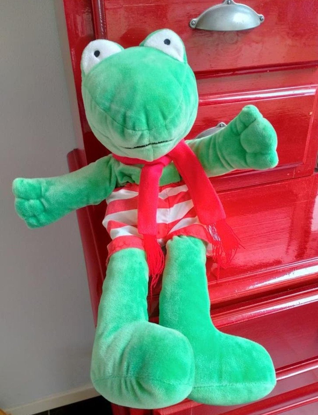 Kikker max velthuijs knuffel groot, Ophalen of Verzenden, Zo goed als nieuw, Kikker