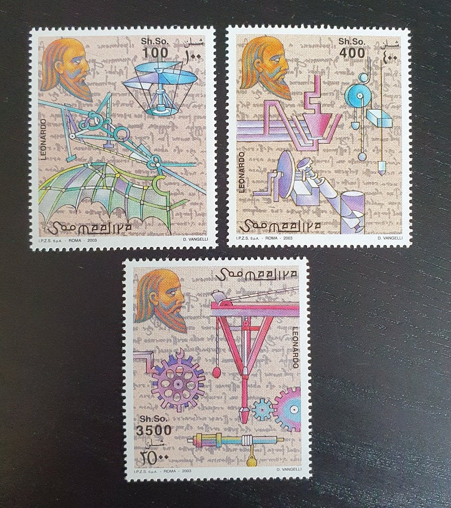 Somalie 2003 Leonardo Da Vinci Yvert 863-865 postfris, Postzegels en Munten, Verzenden, Overige landen, Postfris