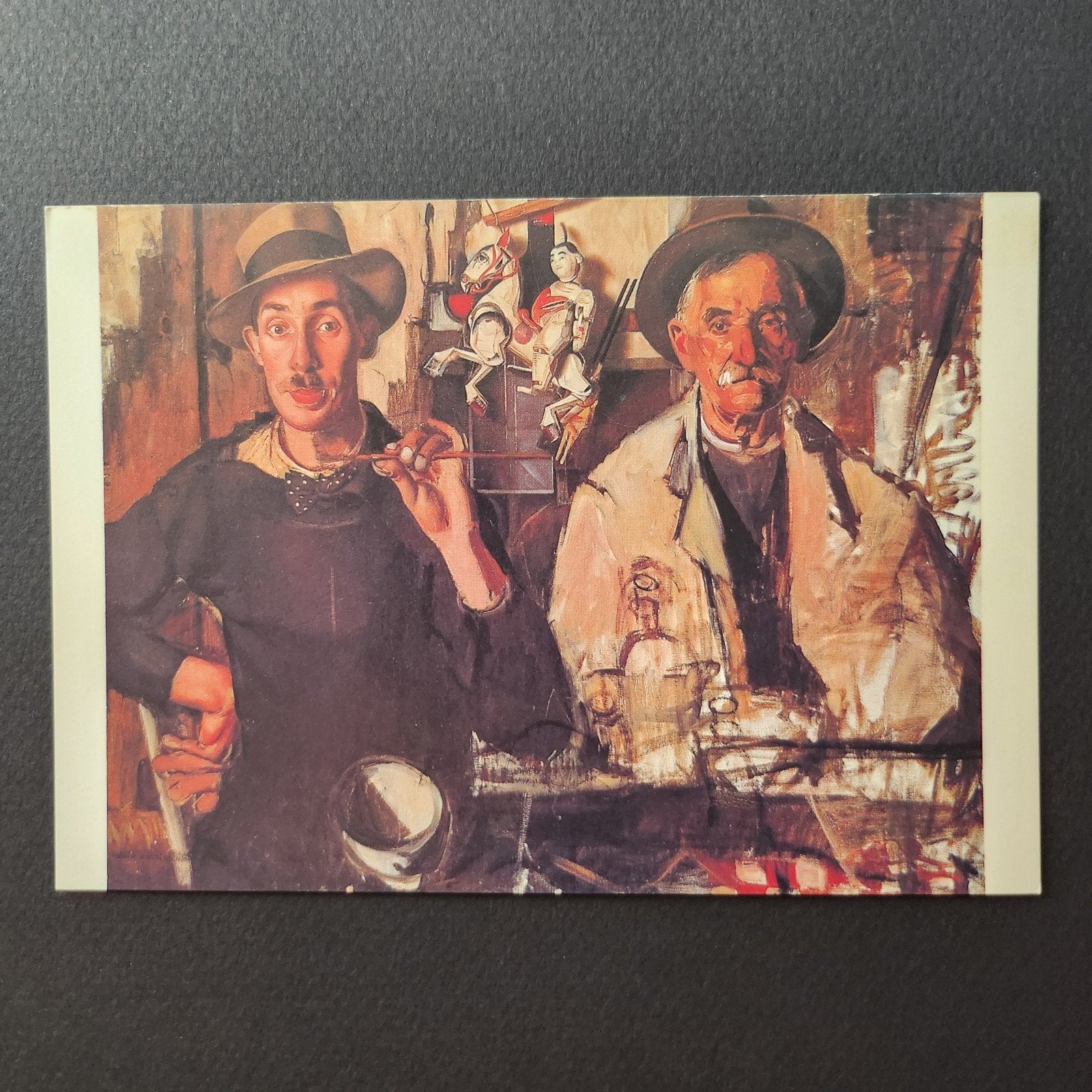 Kunstkaart Dick Ket - Dubbelportret schilder en zijn vader, Verzenden, 1980 tot heden, Gelopen, Cultuur en Media