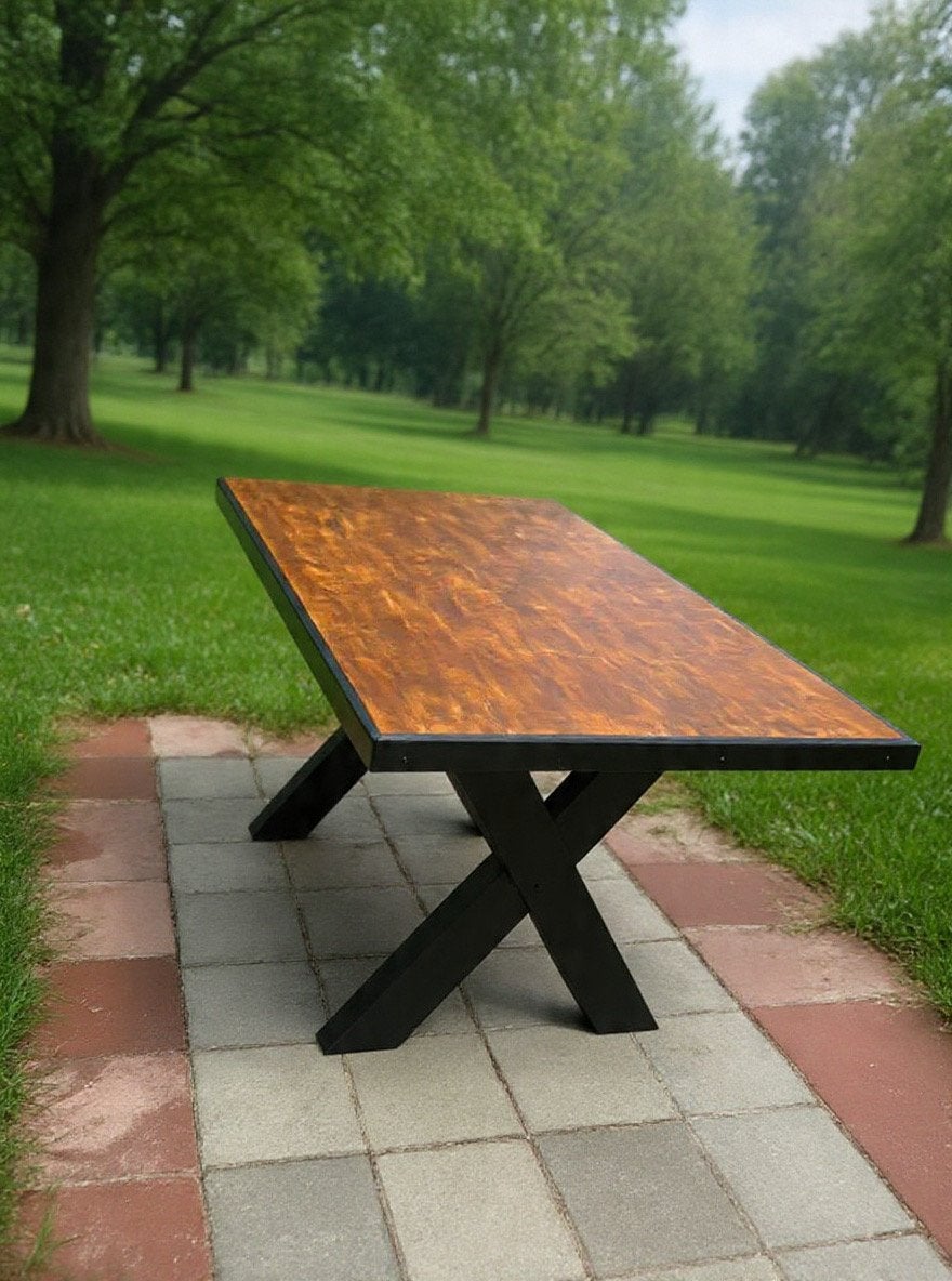 Handgemaakte Robuuste eettafel, Huis en Inrichting, Tafels | Eettafels, Ophalen, 50 tot 100 cm, Zo goed als nieuw, Vijf personen of meer