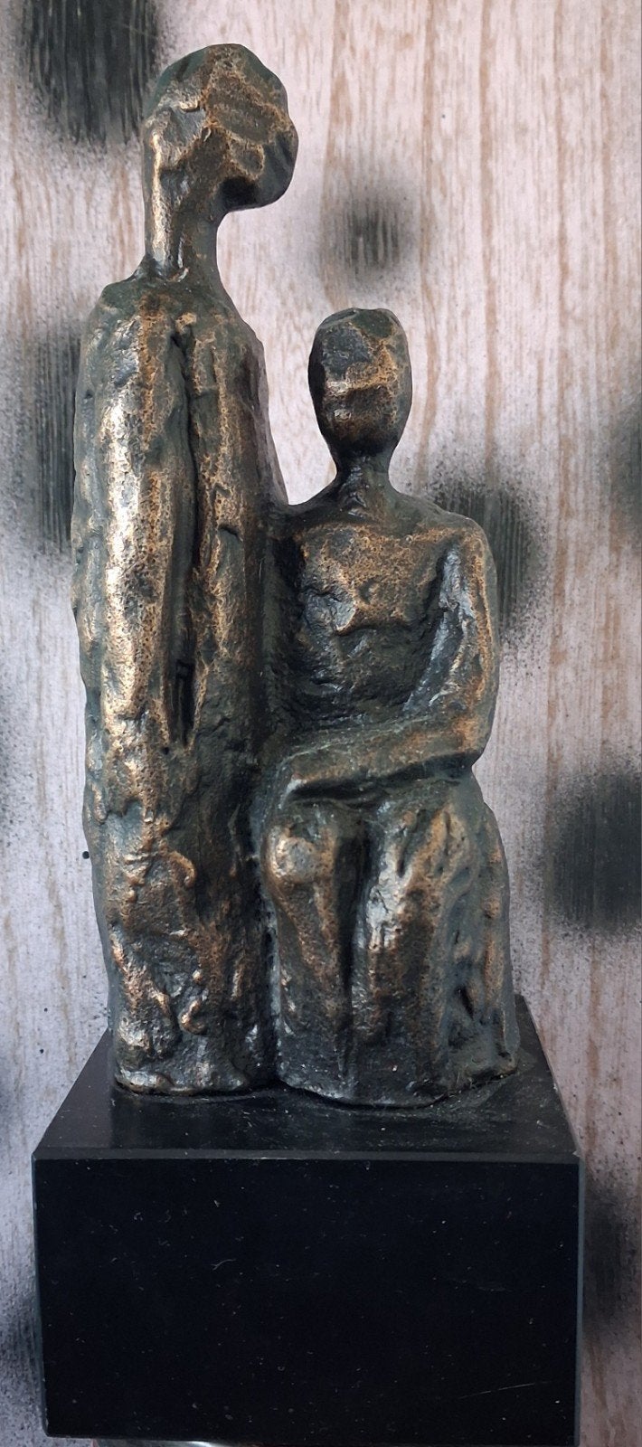 Bronzen sculptuur. Geabstraheerd. Man & vrouw.  Massief. 23, Ophalen of Verzenden, Zo goed als nieuw, Mens