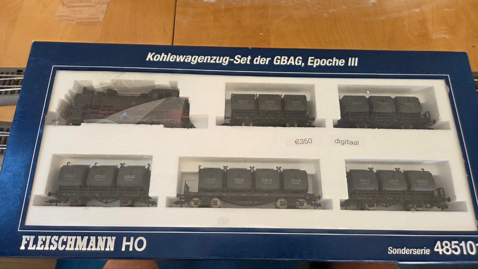 Fleischmann 485101 K Digitaal Kolenwagentrein GBAG HO, Hobby en Vrije tijd, Treinset, Gelijkstroom, Fleischmann, Ophalen of Verzenden