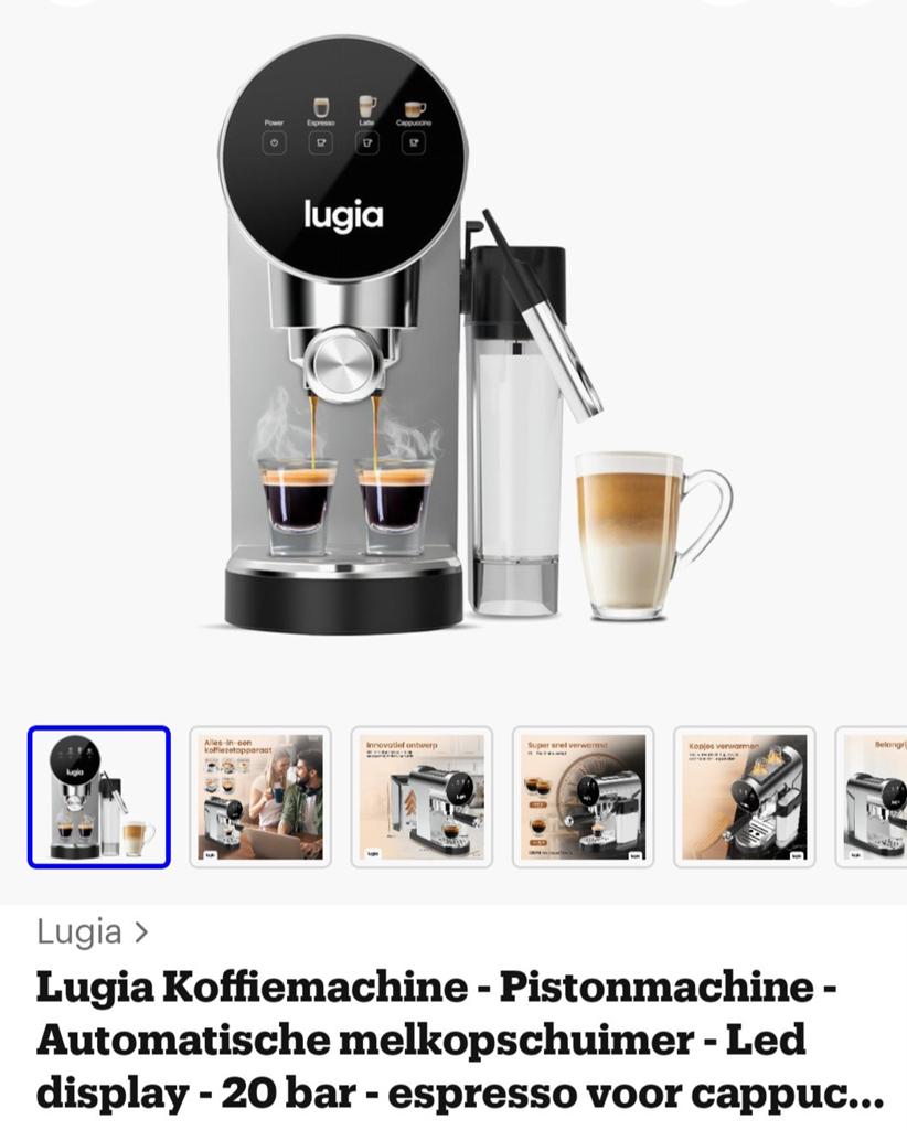 Lugia Pistonmachine Koffiemachine, Ophalen, Espresso apparaat, Gemalen koffie, Zo goed als nieuw