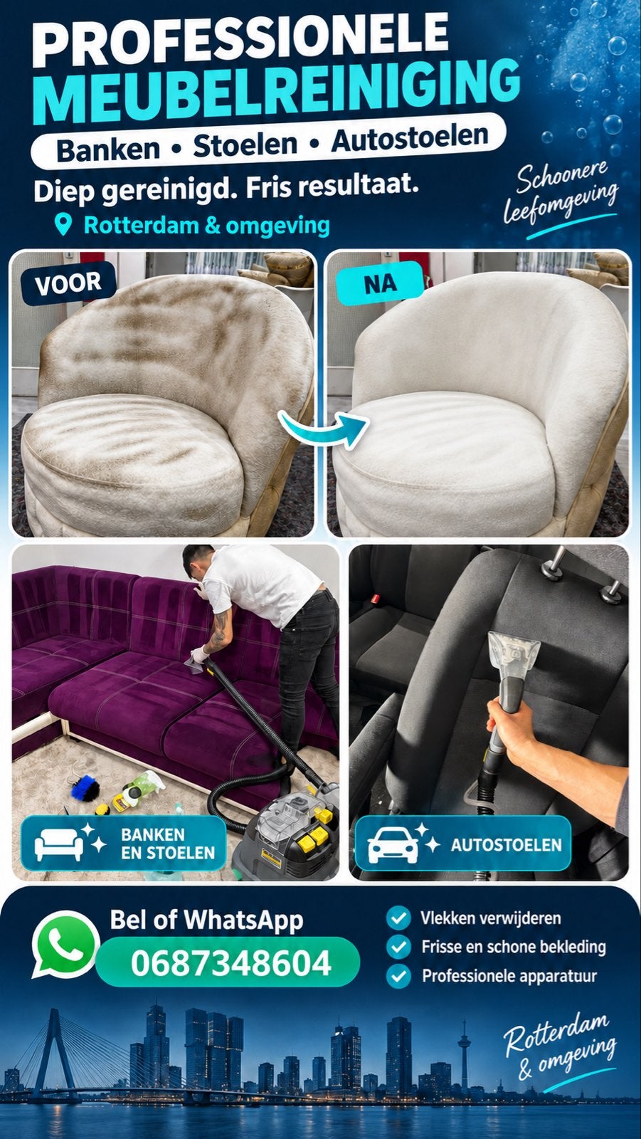 Banken en autostoelen reinigen | Rotterdam