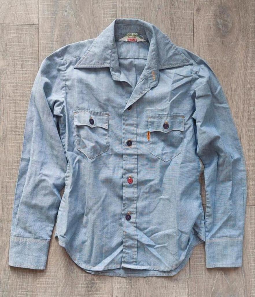 Vintage 70s Levis Juniors Orange Tab big E shirt, Gebruikt, Jongen of Meisje, Ophalen of Verzenden, Shirt of Longsleeve