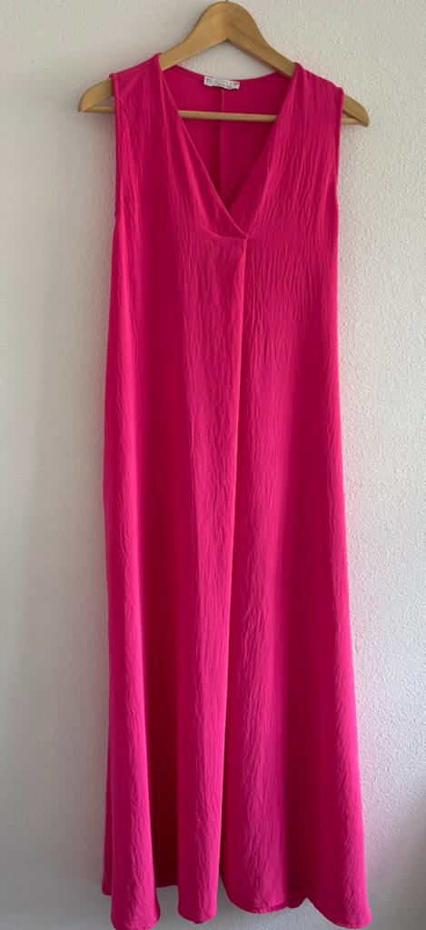 Lange zomerjurk met gehaakt vest maat 42/44 zgan, Maat 42/44 (L), Ophalen of Verzenden, Zo goed als nieuw, Roze