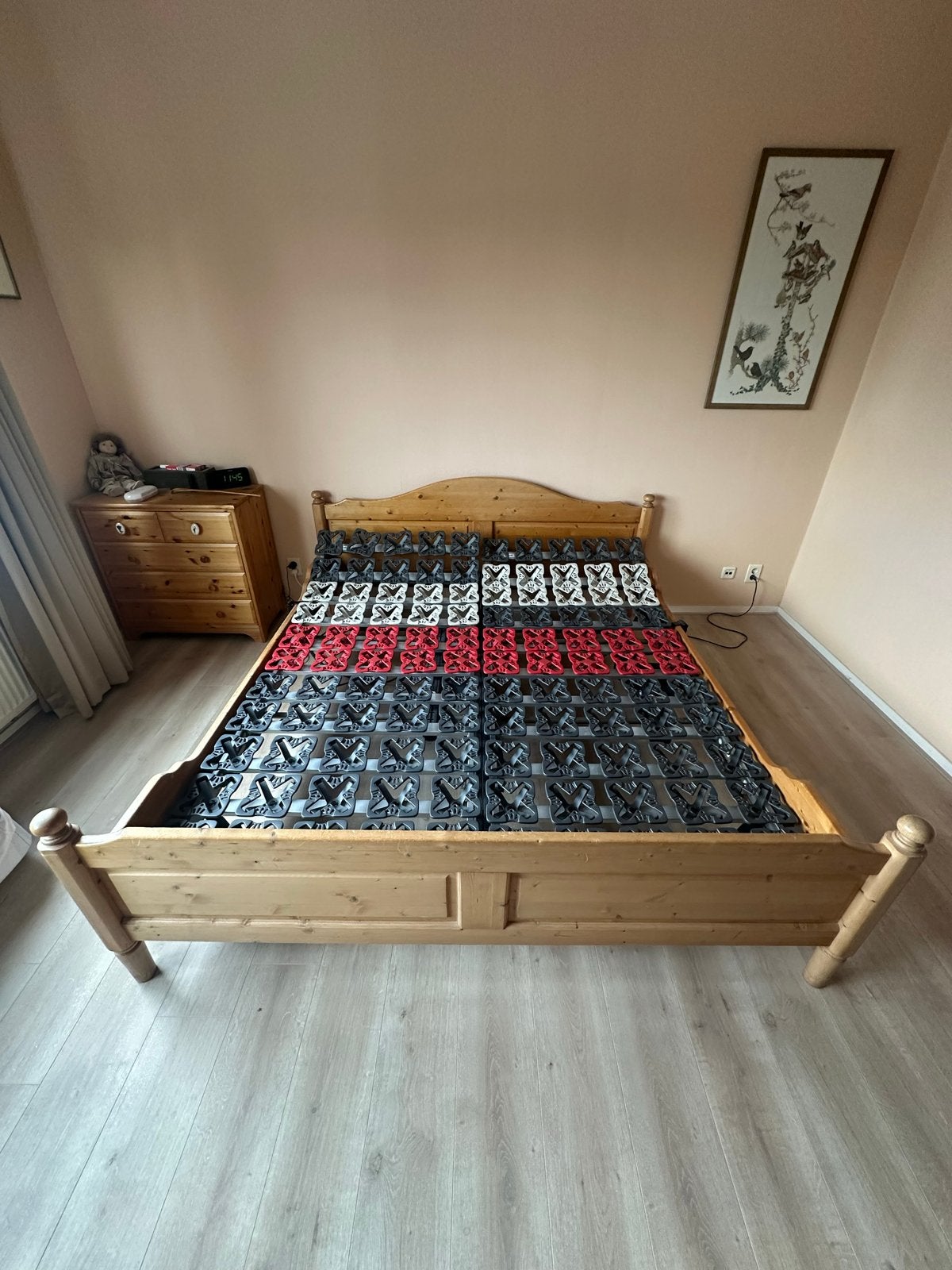 Houten bed met electrische schotelbodem 180x 200, Ophalen, Tweepersoons, 180 cm, 200 cm