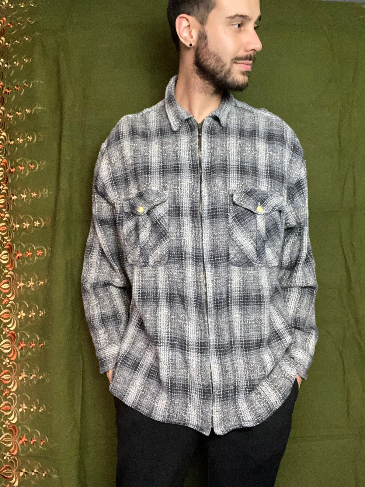 flannel overhemd - grijs / wit L/XL, Hgv, Hgv, Ophalen of Verzenden, Halswijdte 41/42 (L)
