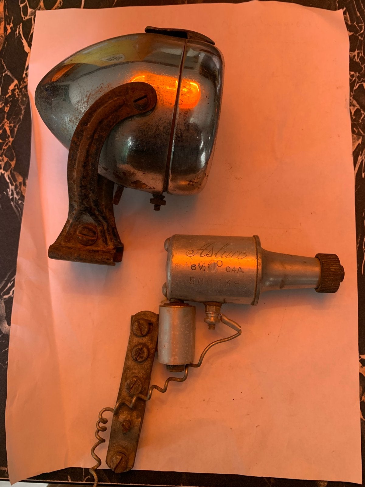 Vintage fietskoplamp met dynamo, Ophalen of Verzenden, Dynamo, Voorlicht