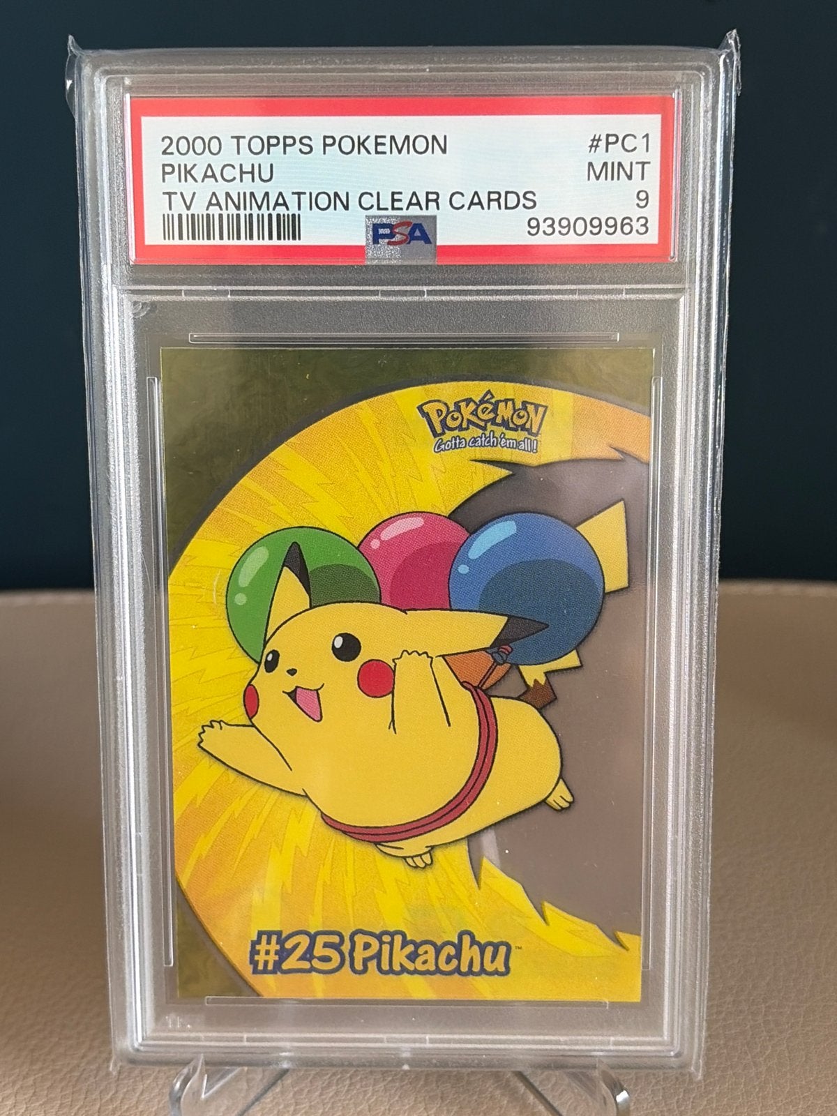 2000 Topps Pokemon Pikachu #PC1 PSA 9 Mint, Ophalen of Verzenden, Zo goed als nieuw, Losse kaart