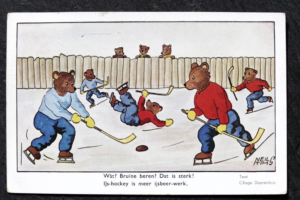 Beren spelen ijshockey, 1939, Clinge Doorenbos, Neil Tims, Verzenden, 1920 tot 1940, Gelopen, Wild dier