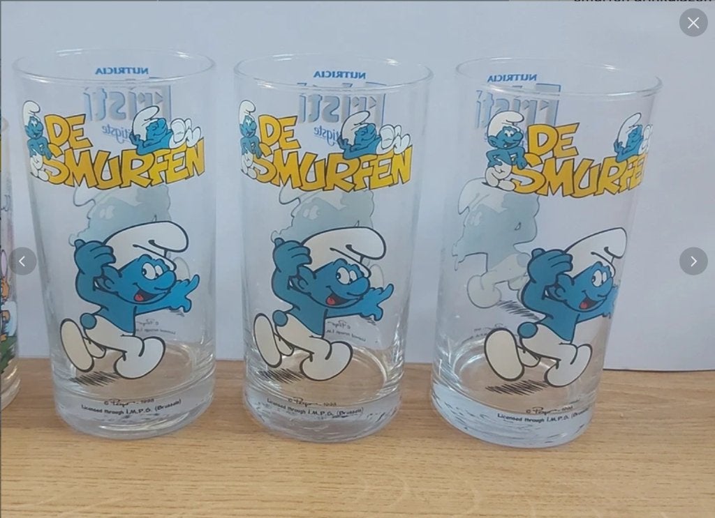 Set drinkglazen de smurfen, Ophalen of Verzenden, Zo goed als nieuw, Frisdrankglas