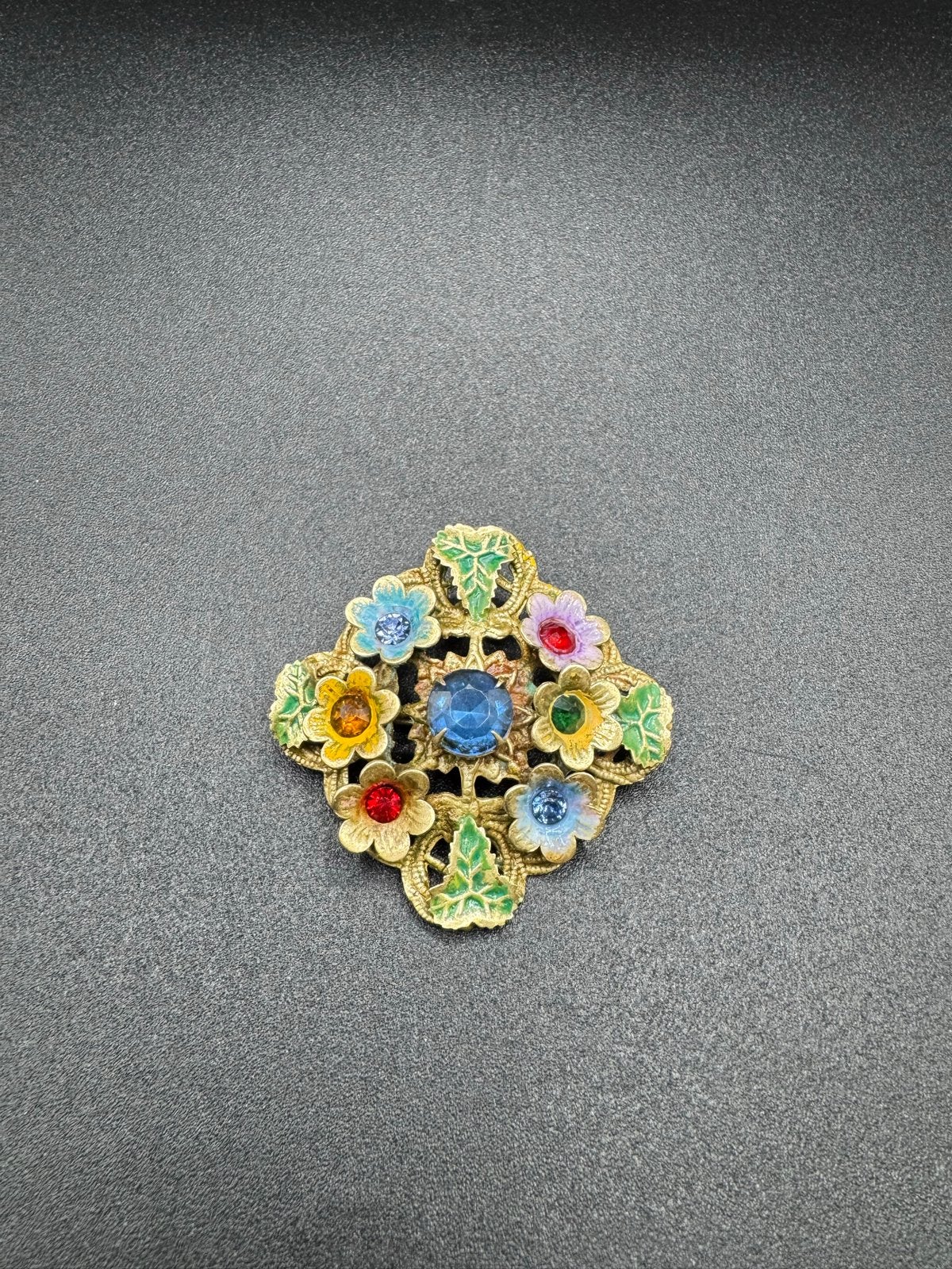 Vintage Enamel Flower Brooch, Sieraden, Tassen en Uiterlijk, Met kristal, Overige materialen, 4 tot 7 cm, Gebruikt