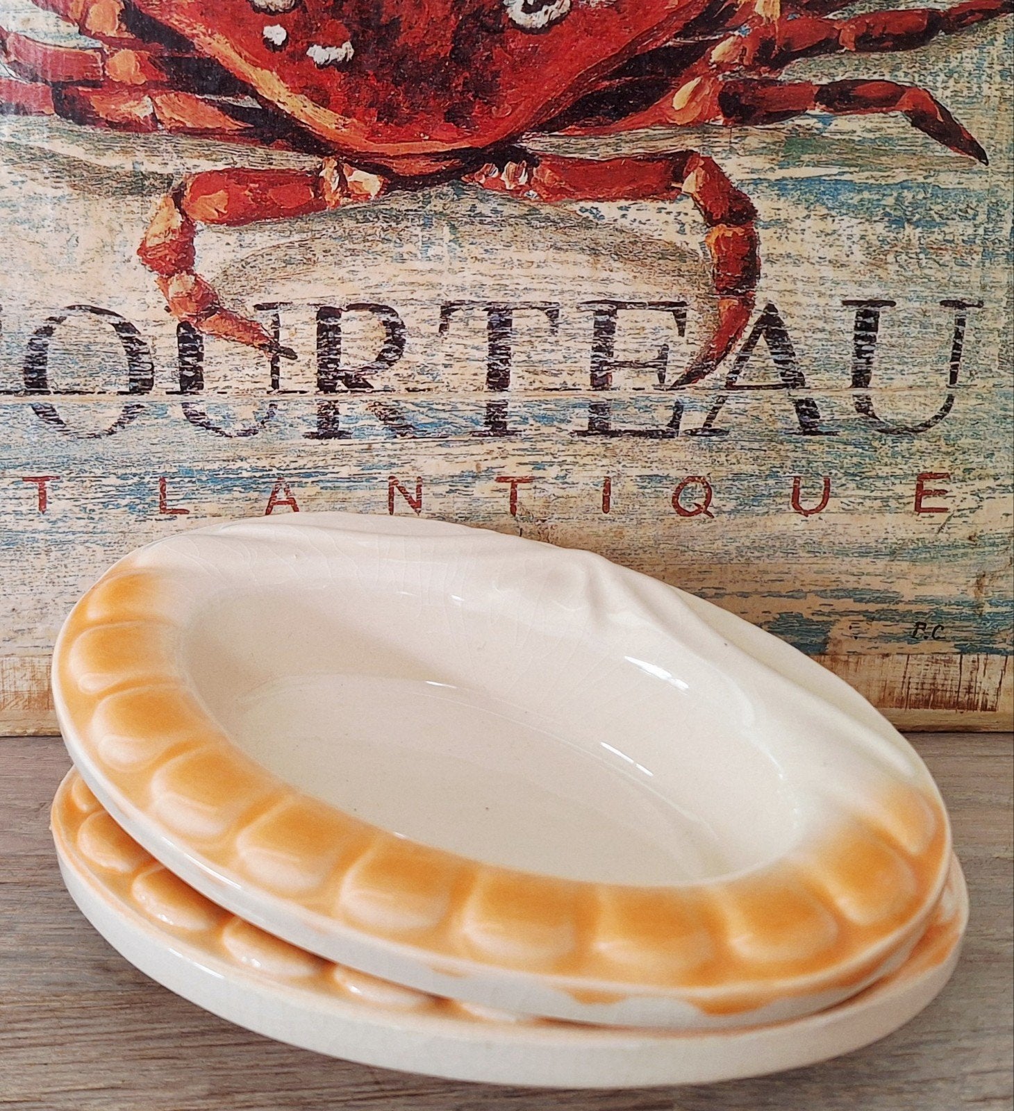 Set van 2 vintage ovenschaaltjes coquille, Ophalen of Verzenden