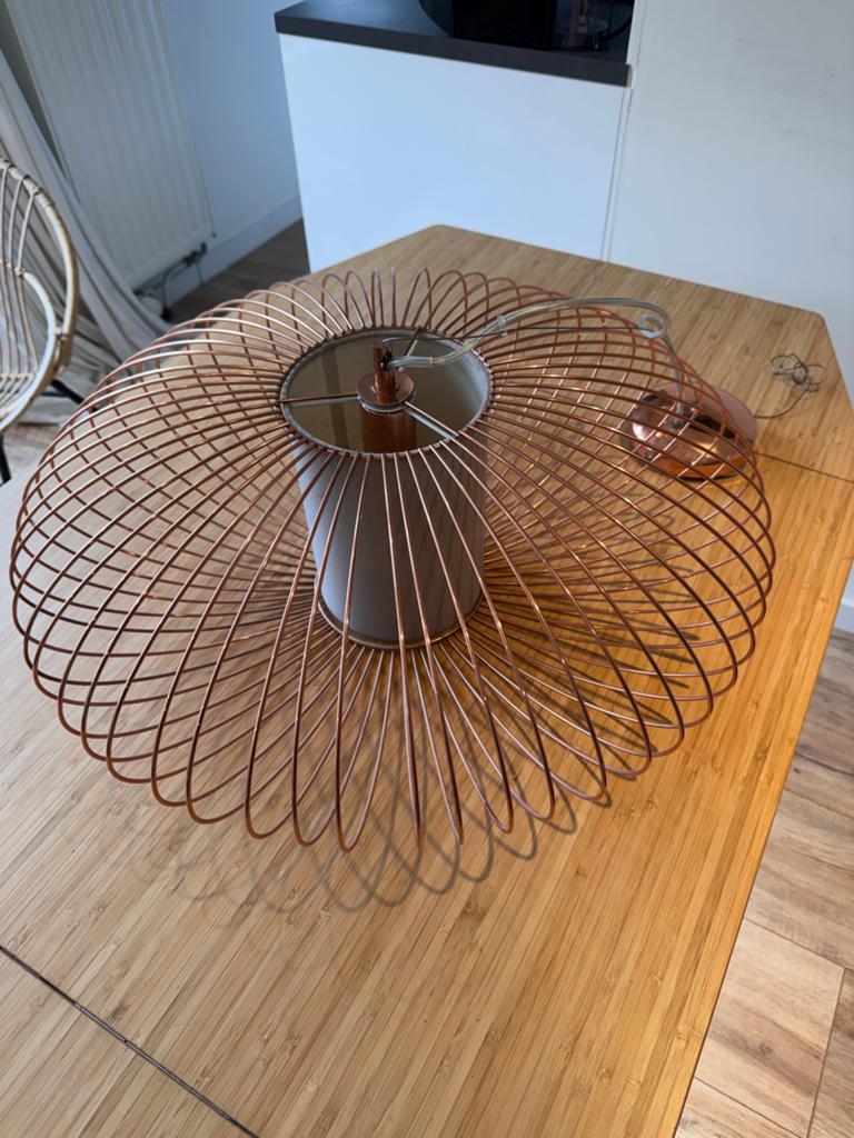 Koperkleurige draadlamp - Modern design, Ophalen, Zo goed als nieuw, Metaal