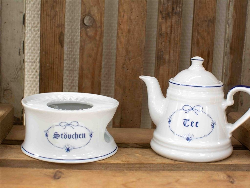 Porseleinen theepot met theelicht 3814, Ophalen of Verzenden, Gebruikt, Aardewerk, Bord(en)