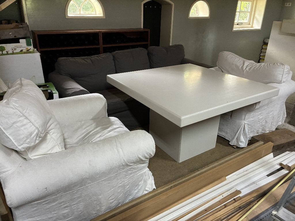 Gratis: twee fauteuils, een bank, en een tafel, Ophalen, Gebruikt, Overige materialen
