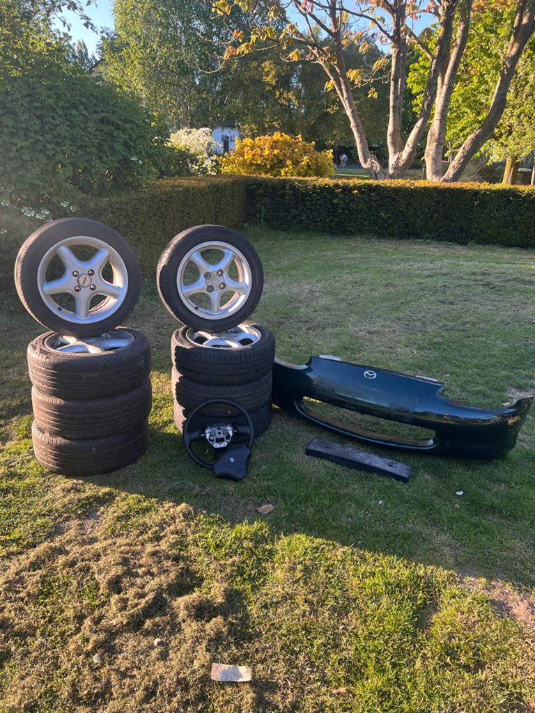Set van 4 gebruikte zomerbanden met velgen, Gebruikt, 15 inch, Banden en Velgen, Ophalen of Verzenden