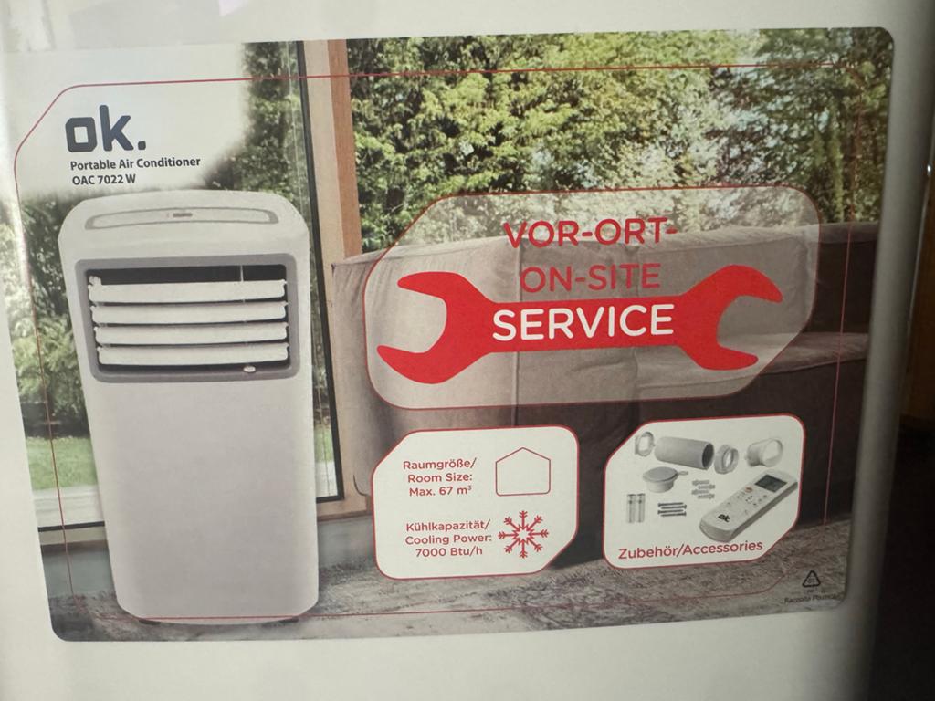 OK. Mobiele Airco OAC 7022 W - Koel en Ontvochtig, Ophalen, Minder dan 60 m³, 3 snelheden of meer, Zo goed als nieuw