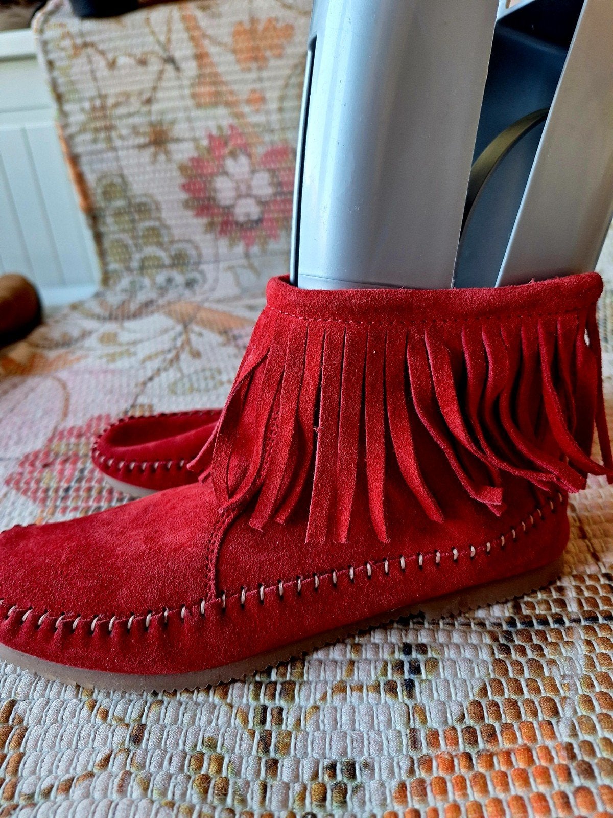 Rood suède franjes laarzen maat 37 ibiza boho style, Ophalen of Verzenden, Zo goed als nieuw, Rood, Hoge laarzen