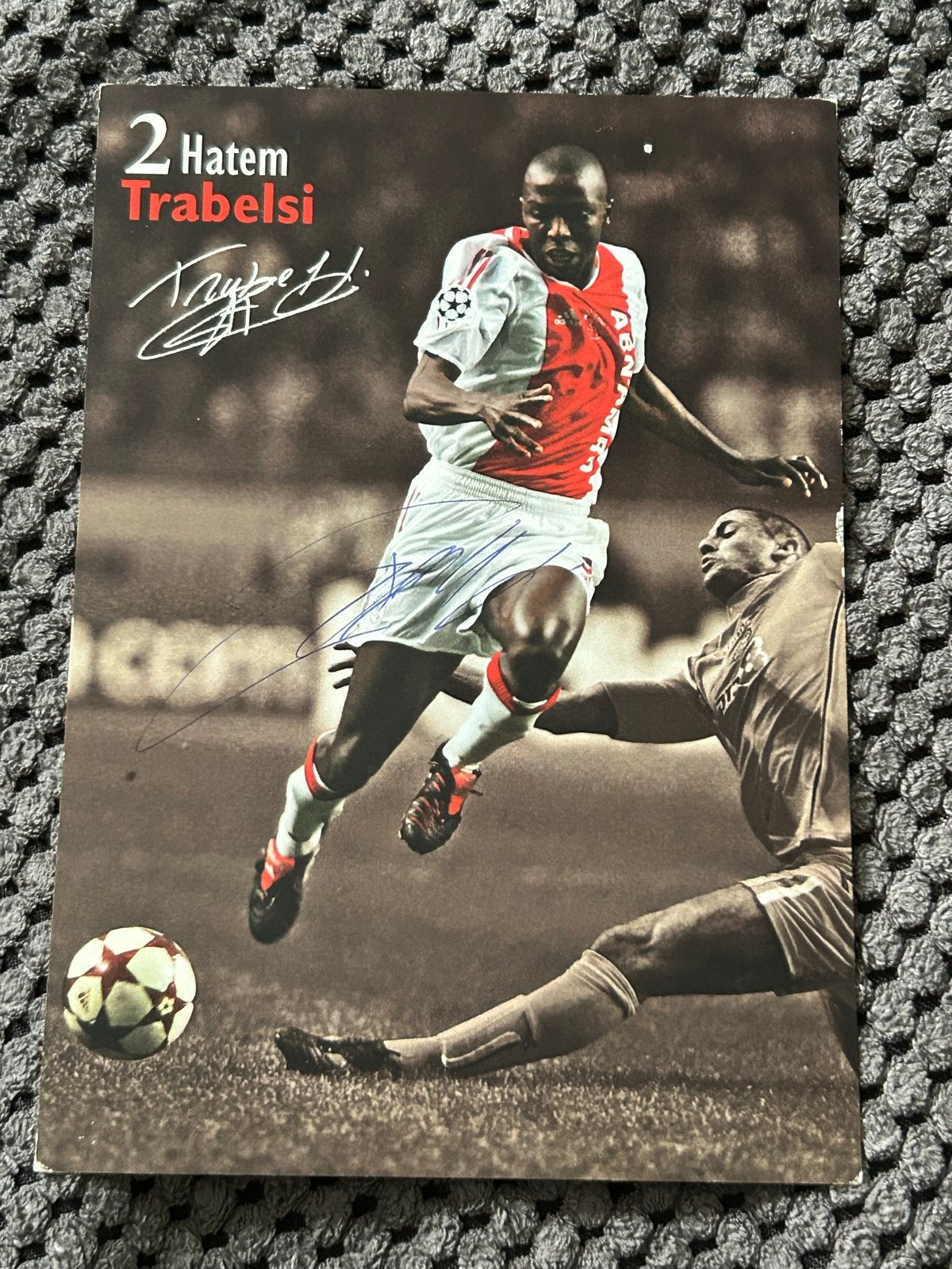 Gesigneerde spelerskaart Hatem Trabelsi - Ajax, Verzamelen, Sportartikelen en Voetbal, Verzenden, Gebruikt, Ajax, Spelerskaart